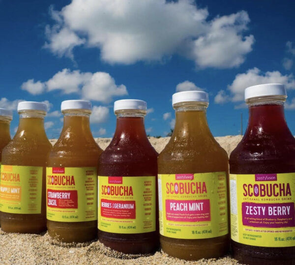 A row of bottles sitting on top of the sand.